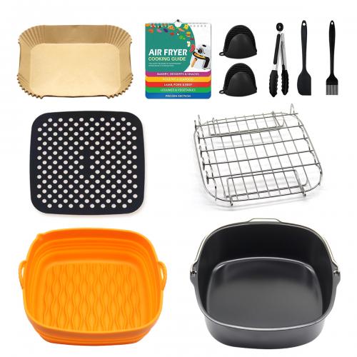 11pcs Air Fryer Accessories for Ninja Air Fryer 6.5-8 QT AF181, with Air Fryer Liners Disposable 100pcs and Silicone Aiy Fryer Liners Reusable, Cheat Sheet and More